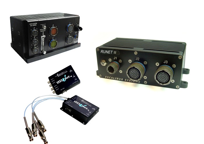 avionics bus interfaces - excalibur systems multi protocol MIL-STD-1553, MIL-STD-1760, ARINC-429, ARINC-708, ARINC-717, ARINC-825, AS5643 Firewire 1394B